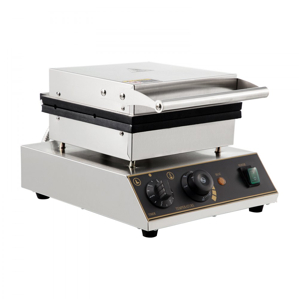 VEVOR 110V Commercial Waffle Maker 4Pcs Nonstick 2000W Electric Waffle Machine Stainless Steel 110V Temperature and Time Control Rectangle Belgian Waffle Maker Suitable for Bakeries Snack Bar Family