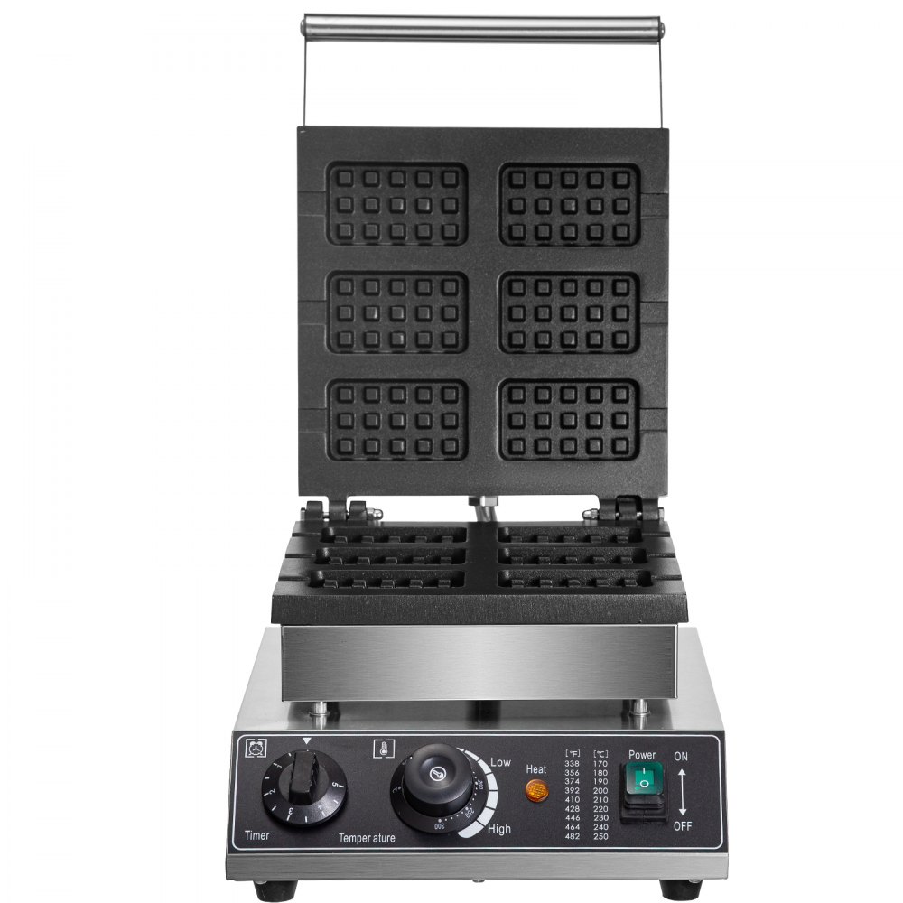 1750W Commercial Waffle Maker Electric Nonstick Pancake Machine 6PCs Breakfast