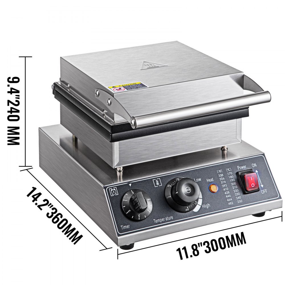 1750W Commercial Waffle Maker Electric Nonstick Pancake Machine 6PCs Breakfast