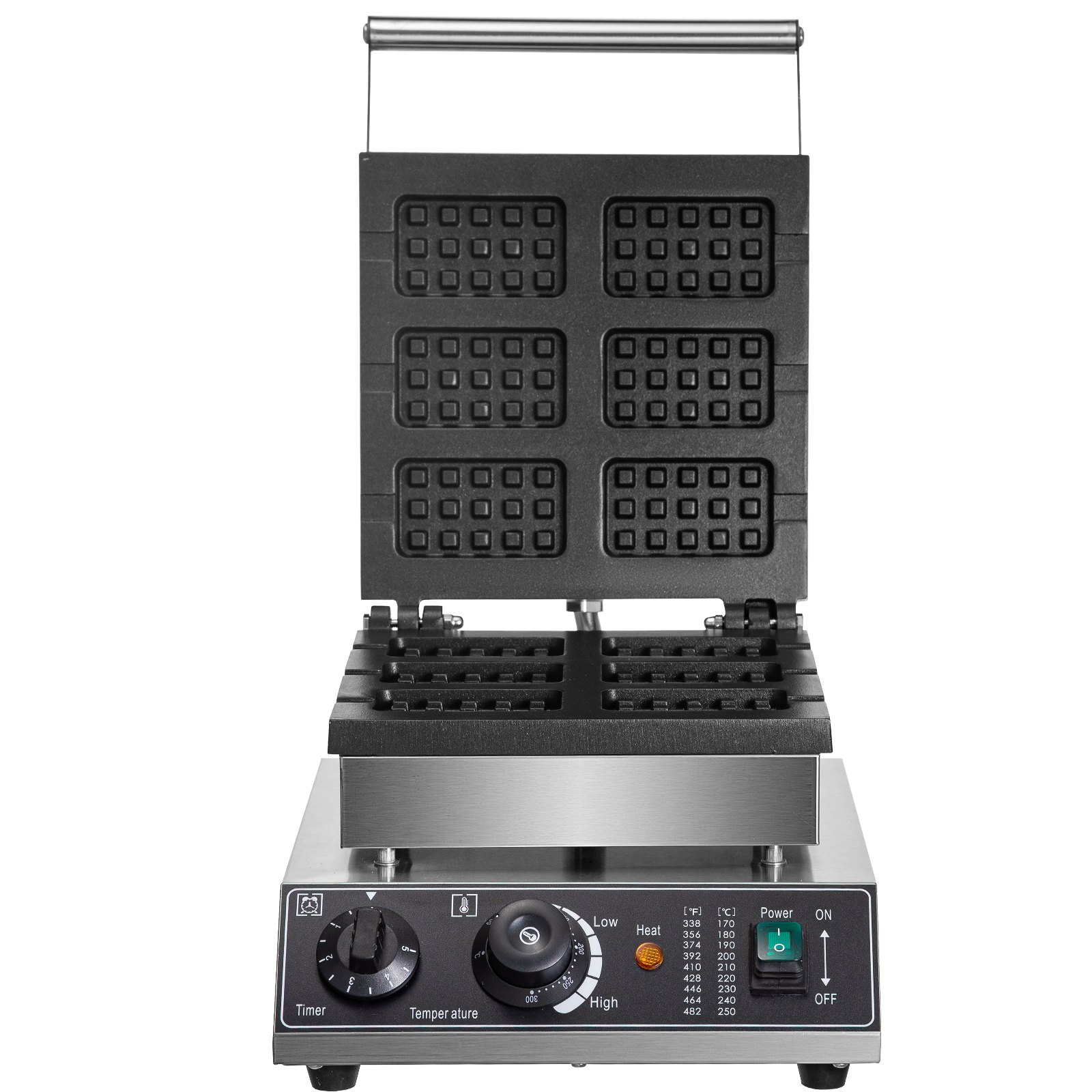 1750W Commercial Waffle Maker Electric Nonstick Pancake Machine 6PCs Breakfast