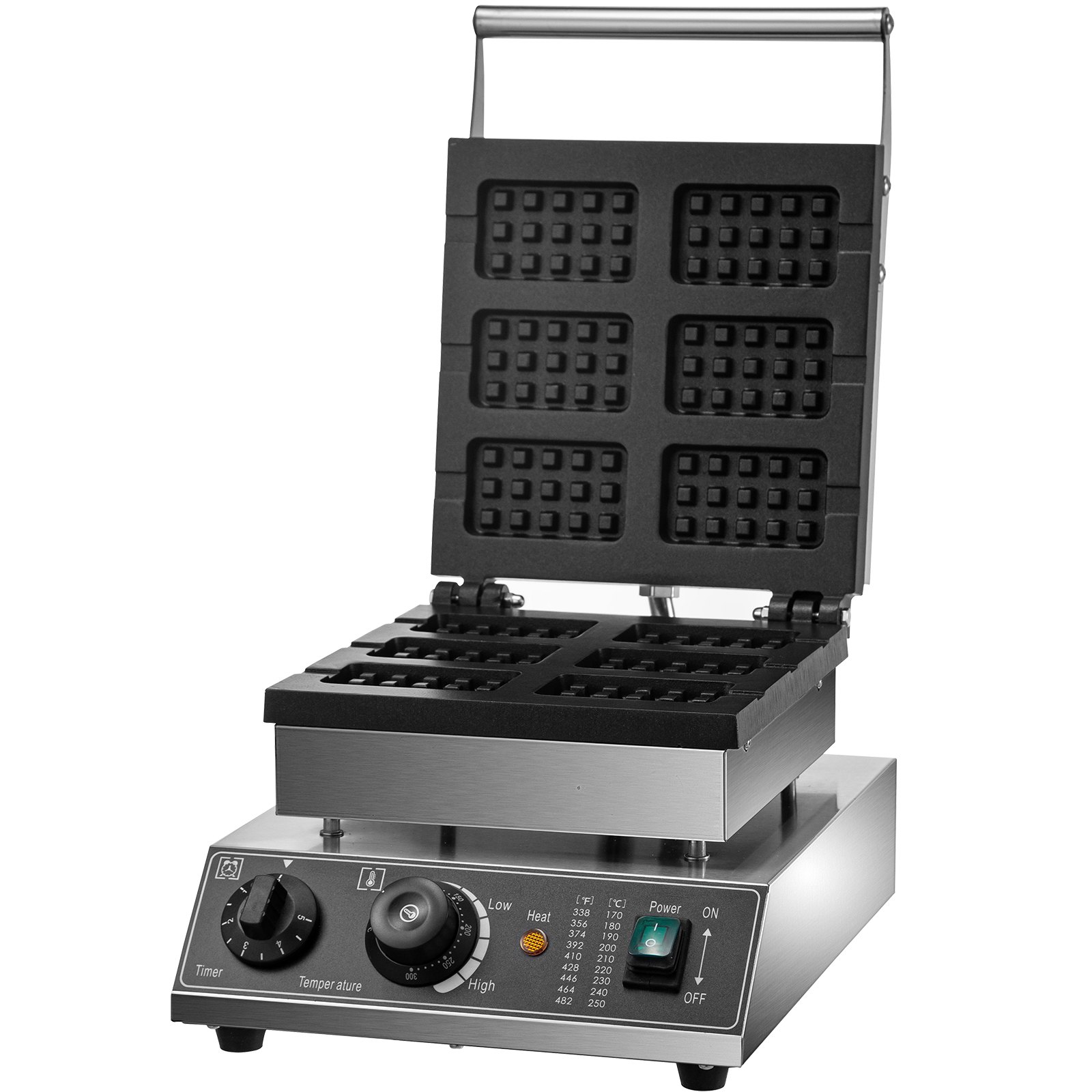 1750W Commercial Waffle Maker Electric Nonstick Pancake Machine 6PCs Breakfast