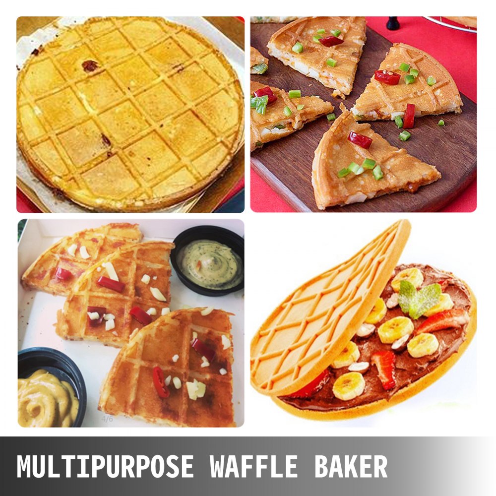 VEVOR Commercial Waffle Maker Electric Round Nonstick Home Pancake Baker 1600W