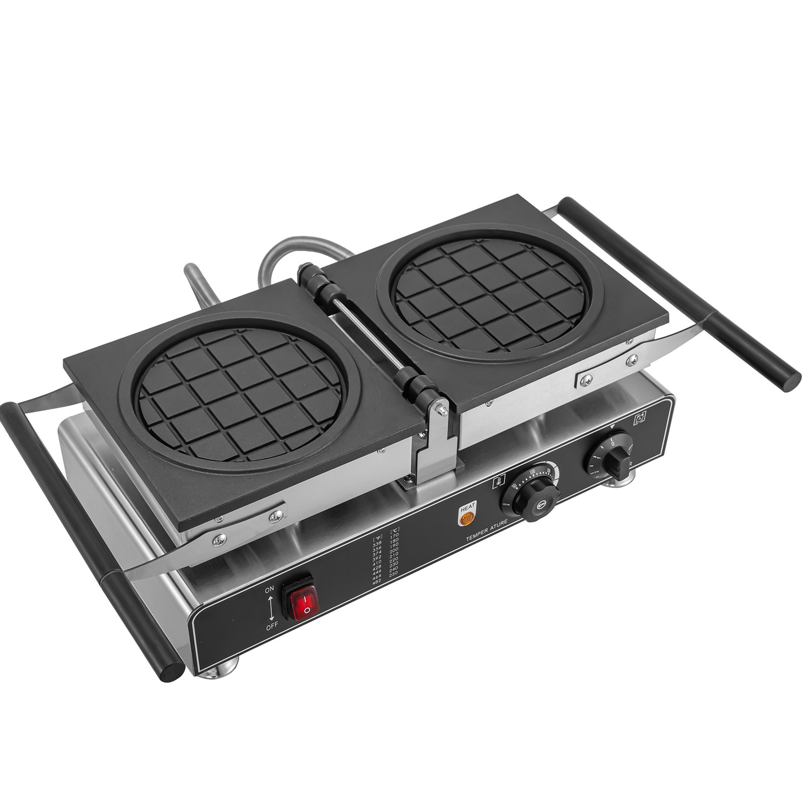 VEVOR Commercial Waffle Maker Electric Round Nonstick Home Pancake Baker 1600W