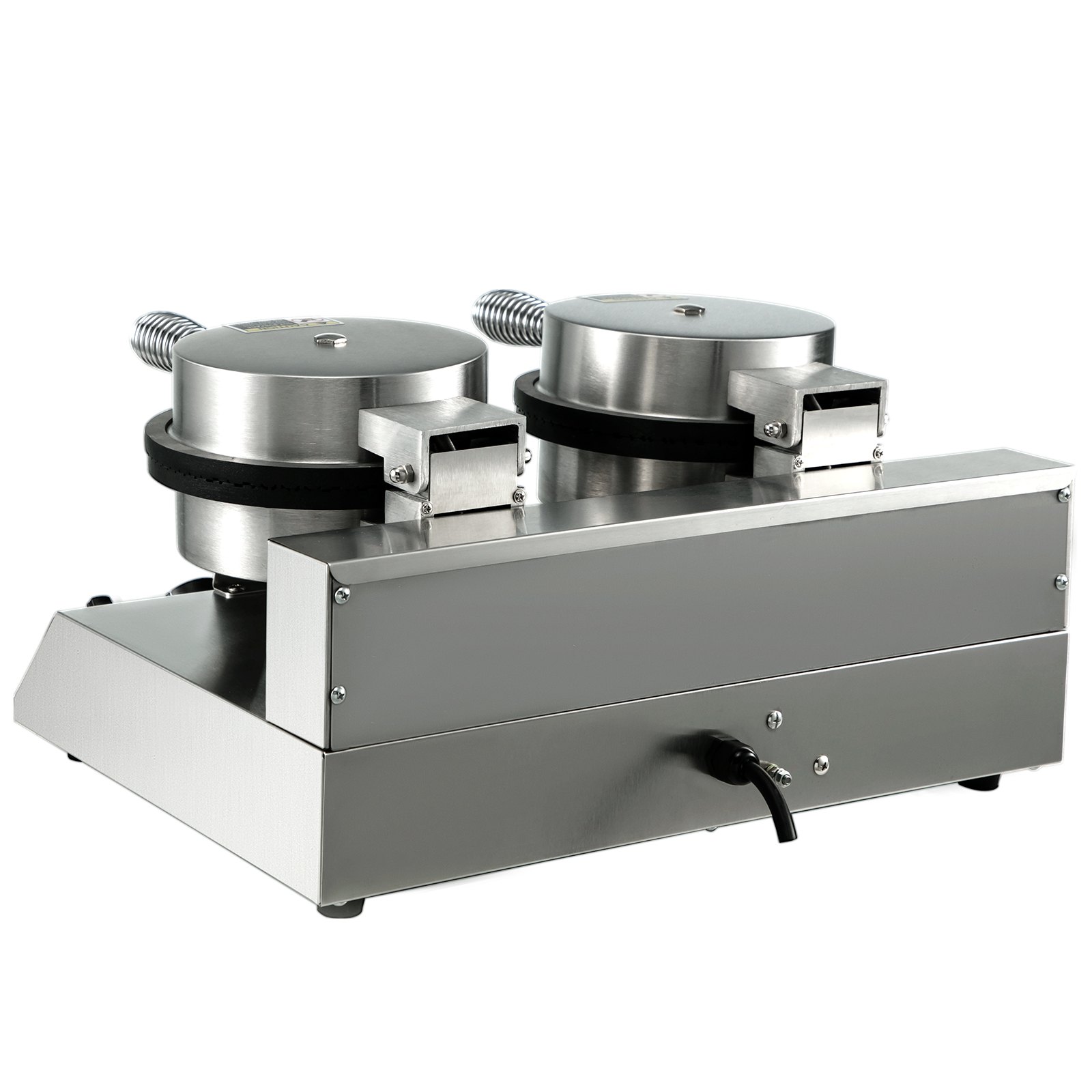 VEVOR 110V Commercial Waffle Maker Nonstick 1200Wx2 Electric Waffle Machine Stainless Steel Temperature and Time Control Round Waffle Iron 8MM/0.32inch Deep Suitable for Restaurant Snack Bar
