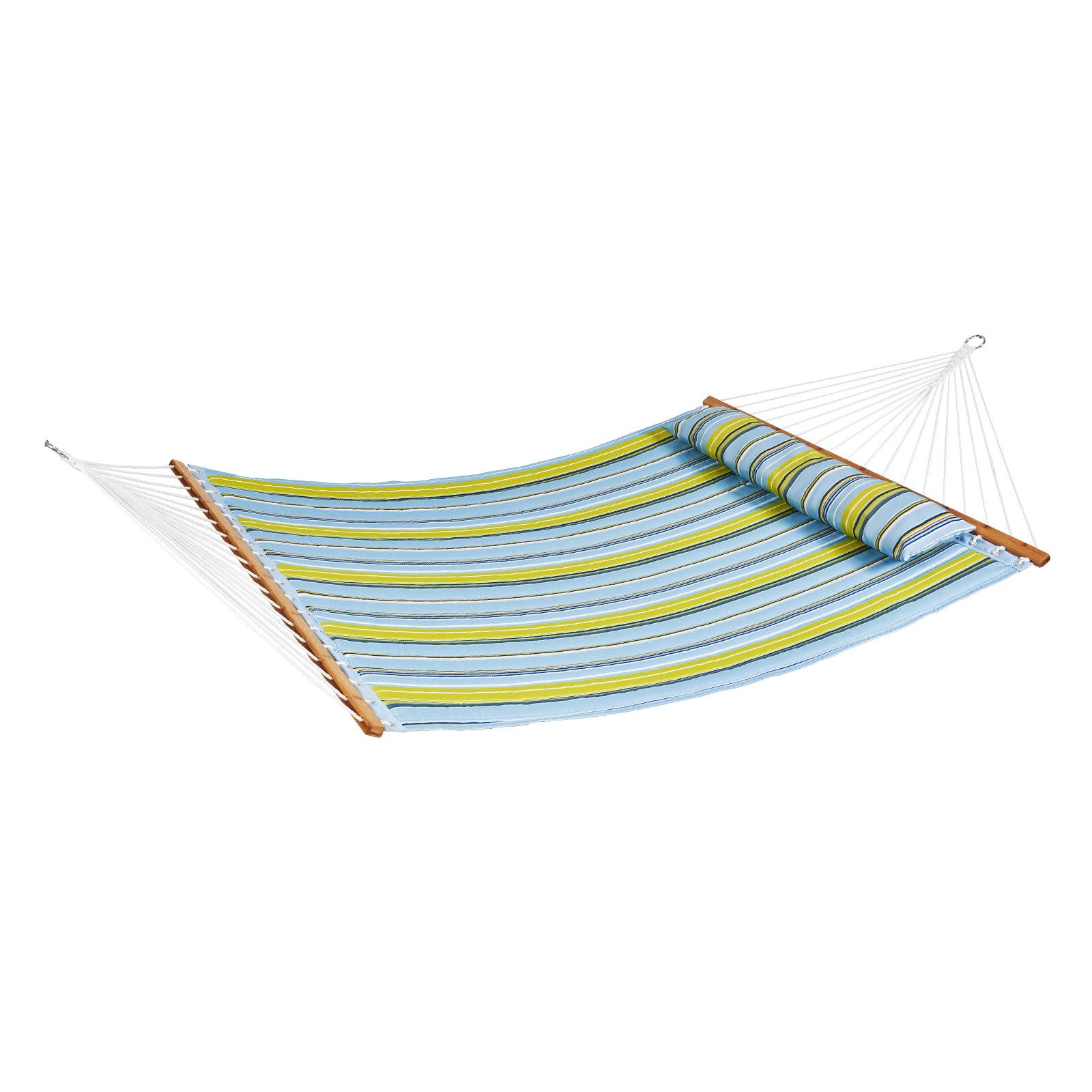 VEVOR Double Quilted Fabric Hammock, 12 FT Double Hammock with Hardwood Spreader Bars, 2 Person Quilted Hammock with Detachable Pillow and Chains for Camping Outdoor Patio Yard Beach, 480 lbs Capacity
