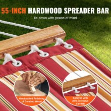 VEVOR Double Quilted Fabric Hammock with Hardwood Spreader Bar Detachable Pillow