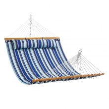 VEVOR Double Quilted Fabric Hammock with Hardwood Spreader Bar Detachable Pillow