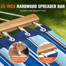 VEVOR Double Quilted Fabric Hammock with Hardwood Spreader Bar Detachable Pillow