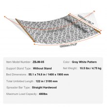 VEVOR Double Quilted Fabric Hammock with Hardwood Spreader Bar Detachable Pillow