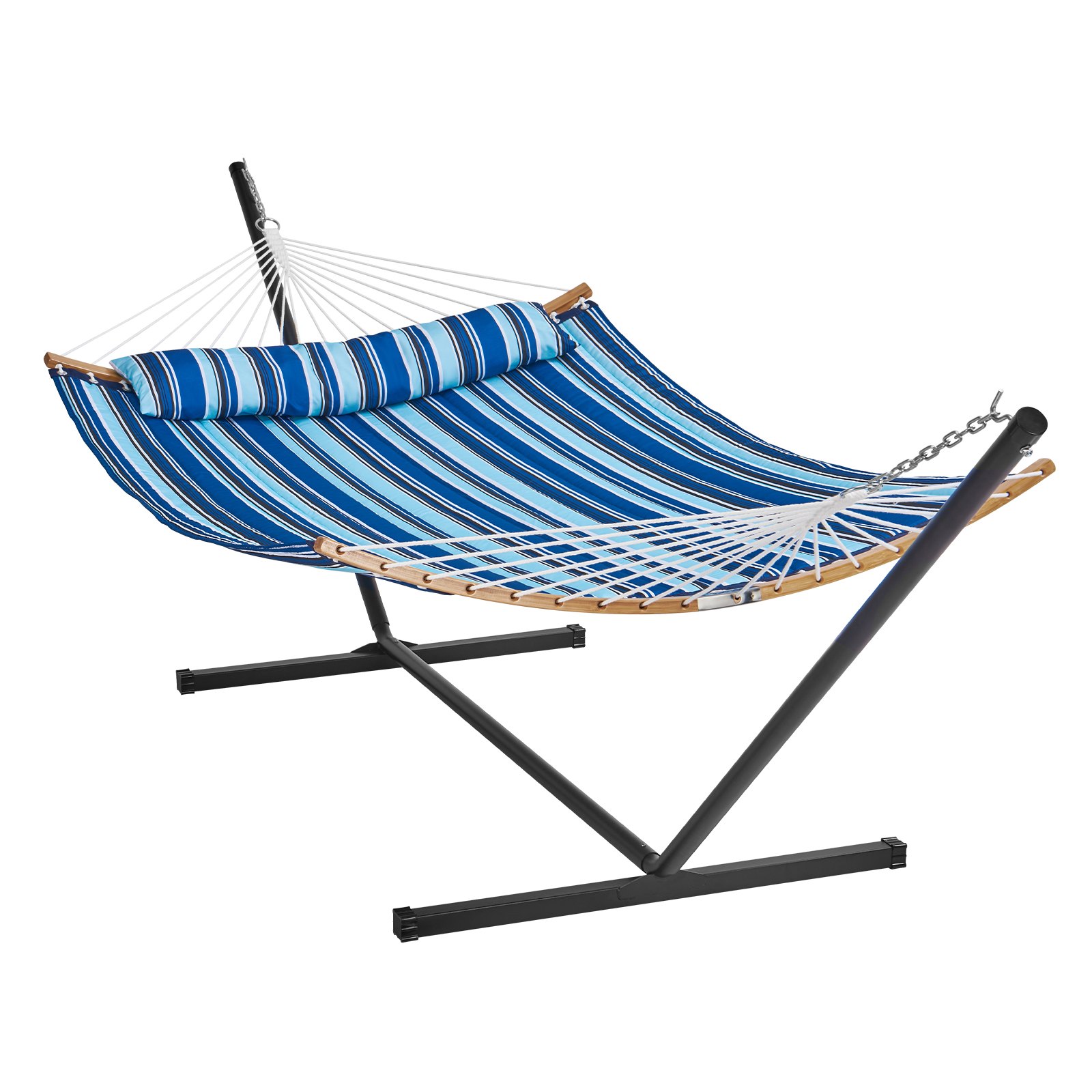 VEVOR Double Quilted Fabric Hammock Two Person Hammock with Stand 480lb Capacity