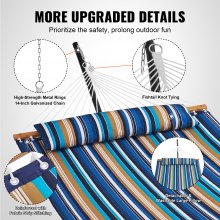 VEVOR Double Quilted Fabric Hammock Two Person Hammock with Stand 480lb Capacity