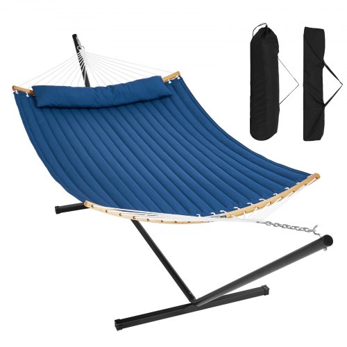 VEVOR Double Quilted Fabric Hammock Two Person Hammock with Stand 480lb Capacity