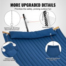 VEVOR Double Quilted Fabric Hammock Two Person Hammock with Stand 480lb Capacity