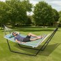 Hamaca VEVOR para dos personas con soporte incluido, resistente, capacidad de 220 kg, hamaca doble con soporte de acero portátil, bolsa de transporte y almohada, hamaca independiente para patio, playa y exteriores.