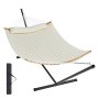 VEVOR Two Person Hammock with Stand Included, Double Hammock with Curved Spreader Bar and Detachable Pillow and Portable Carrying Bag, Perfect for Outdoor Freestanding Hammock, 480lb Capacity