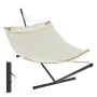 VEVOR Two Person Hammock with Stand Included, Double Hammock with Curved Spreader Bar and Detachable Pillow and Portable Carrying Bag, Perfect for Outdoor Freestanding Hammock, 480lb Capacity