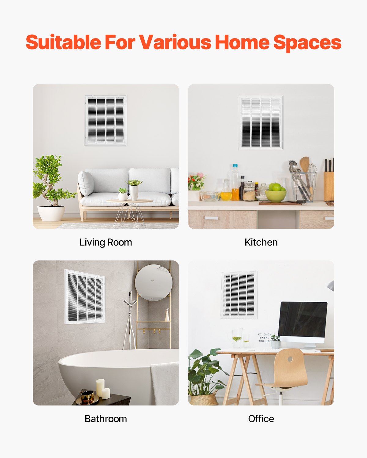 VEVOR Return Air Filter Grille, Fits W50 x H63 cm Duct Opening, Filter Not Included, Return Air Vent Cover for Wall, Powder-Coated Steel Return Air Grill Detachable Face/Door for 1 inch Filters