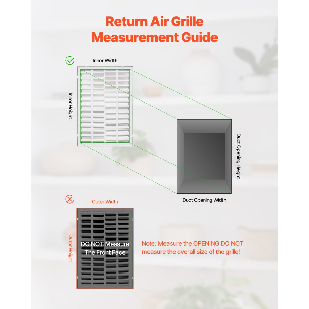 VEVOR Return Air Filter Grille, Fits W20 x H30 Inch Duct Opening, Filter Not Included, Return Air Vent Cover for Wall, Powder-Coated Steel Return Air Grill Detachable Face/Door for 1 inch Filters
