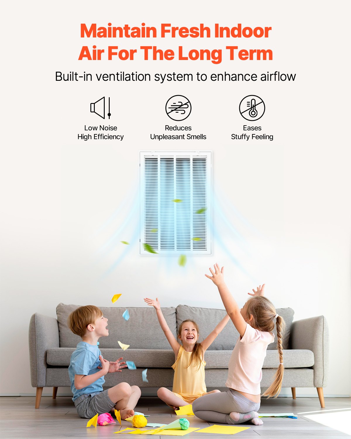 VEVOR Return Air Filter Grille, Fits W20 x H30 Inch Duct Opening, Filter Not Included, Return Air Vent Cover for Wall, Powder-Coated Steel Return Air Grill Detachable Face/Door for 1 inch Filters