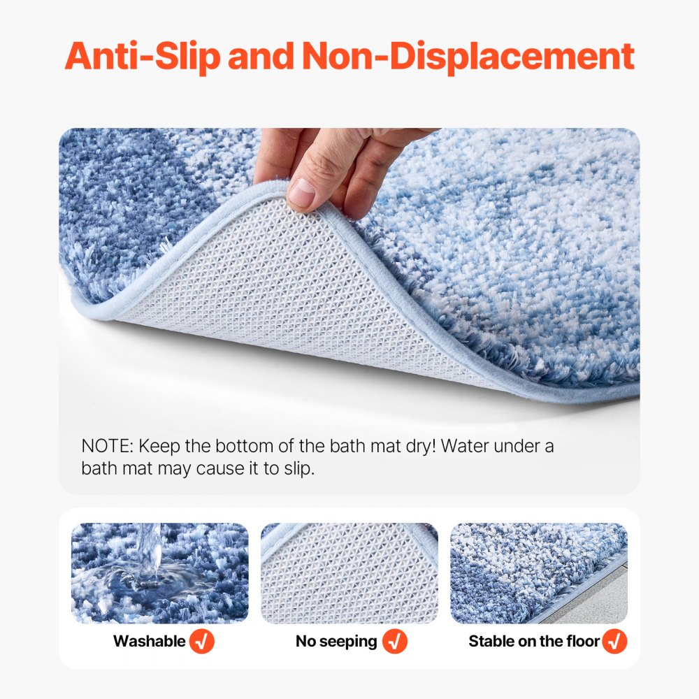 VEVOR Bathroom Rugs 30"x20" Bath Mat, Super Absorbent and Soft Microfiber Bathroom Mat with Non-Slip TPE Backing, Machine Washable and Quick Dry Bath Rugs, Bath Mats for Bathroom, Tub and Shower Floor