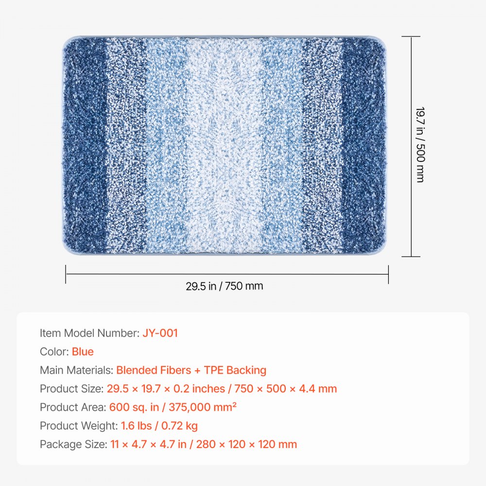 VEVOR Bathroom Rugs 30"x20" Bath Mat, Super Absorbent and Soft Microfiber Bathroom Mat with Non-Slip TPE Backing, Machine Washable and Quick Dry Bath Rugs, Bath Mats for Bathroom, Tub and Shower Floor