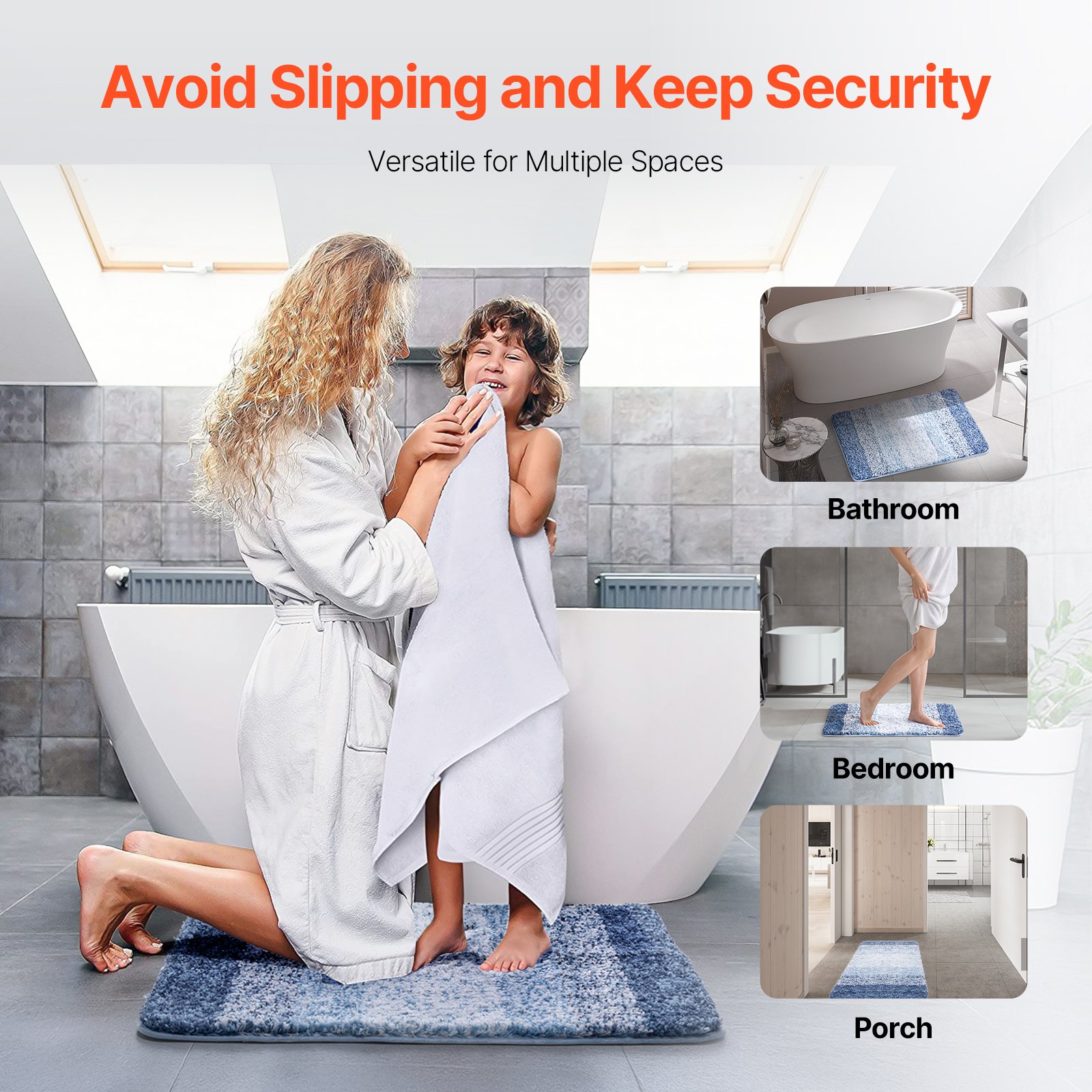 VEVOR Bathroom Rugs 30"x20" Bath Mat, Super Absorbent and Soft Microfiber Bathroom Mat with Non-Slip TPE Backing, Machine Washable and Quick Dry Bath Rugs, Bath Mats for Bathroom, Tub and Shower Floor