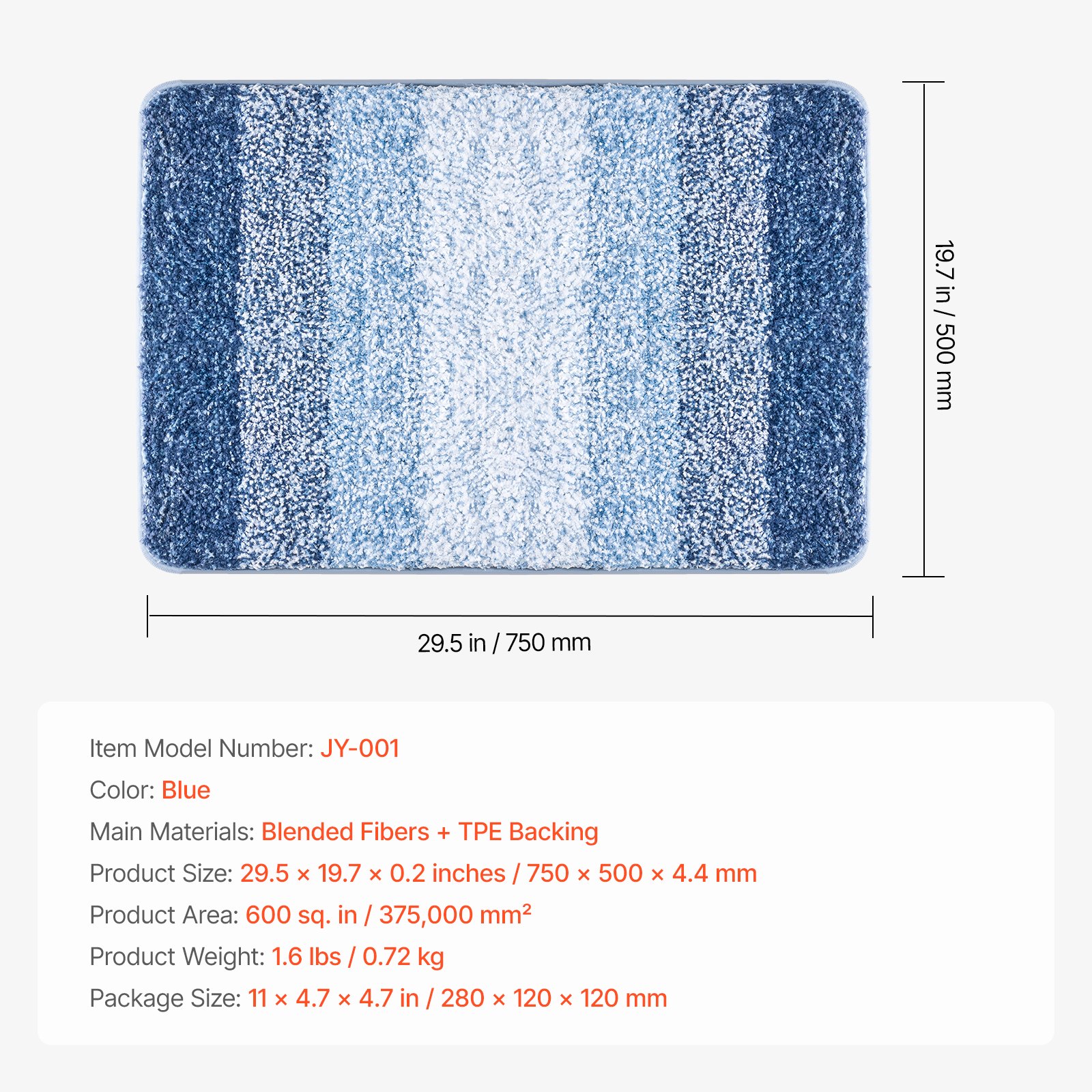 VEVOR Bathroom Rugs 30"x20" Bath Mat, Super Absorbent and Soft Microfiber Bathroom Mat with Non-Slip TPE Backing, Machine Washable and Quick Dry Bath Rugs, Bath Mats for Bathroom, Tub and Shower Floor