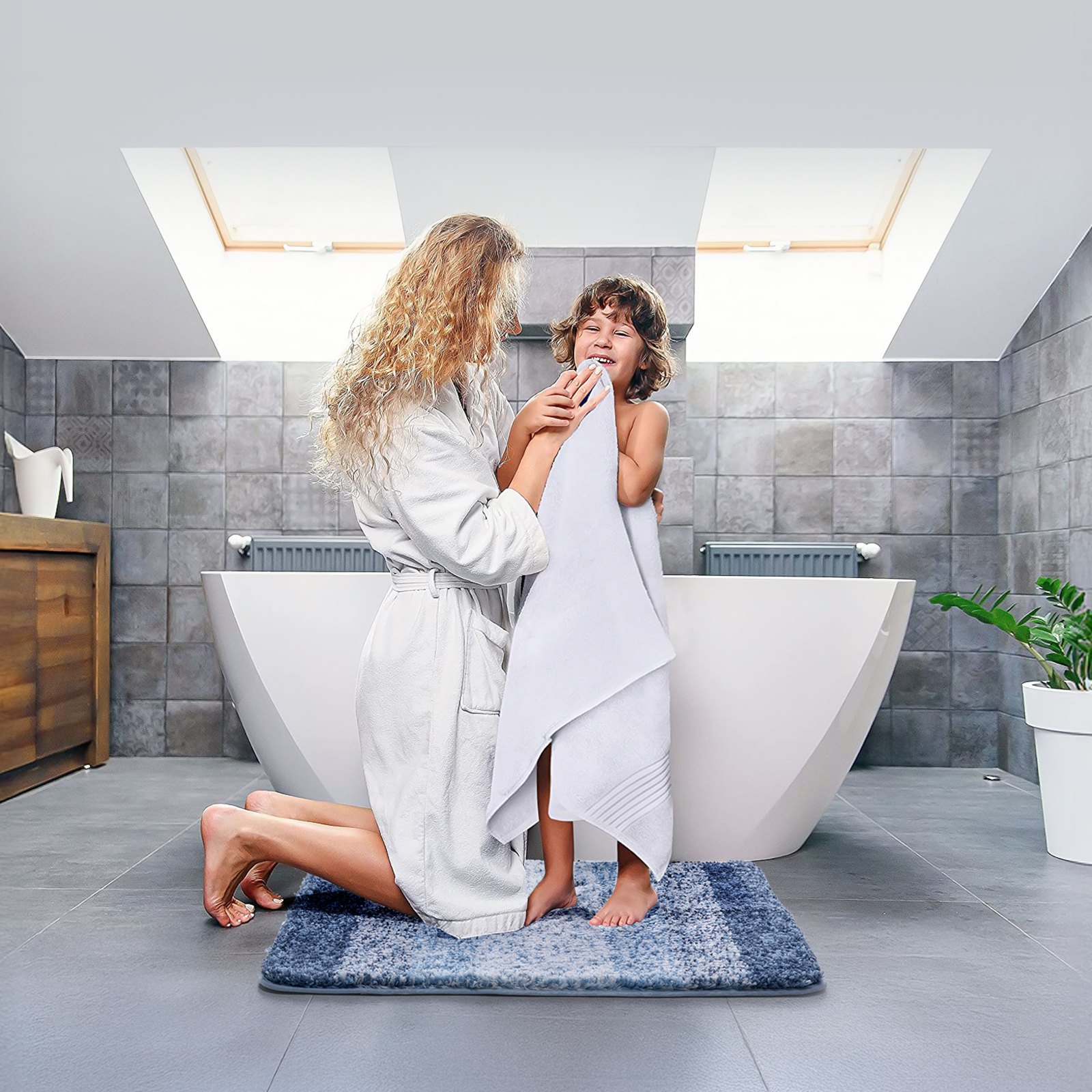 VEVOR Bathroom Rugs 30"x20" Bath Mat, Super Absorbent and Soft Microfiber Bathroom Mat with Non-Slip TPE Backing, Machine Washable and Quick Dry Bath Rugs, Bath Mats for Bathroom, Tub and Shower Floor