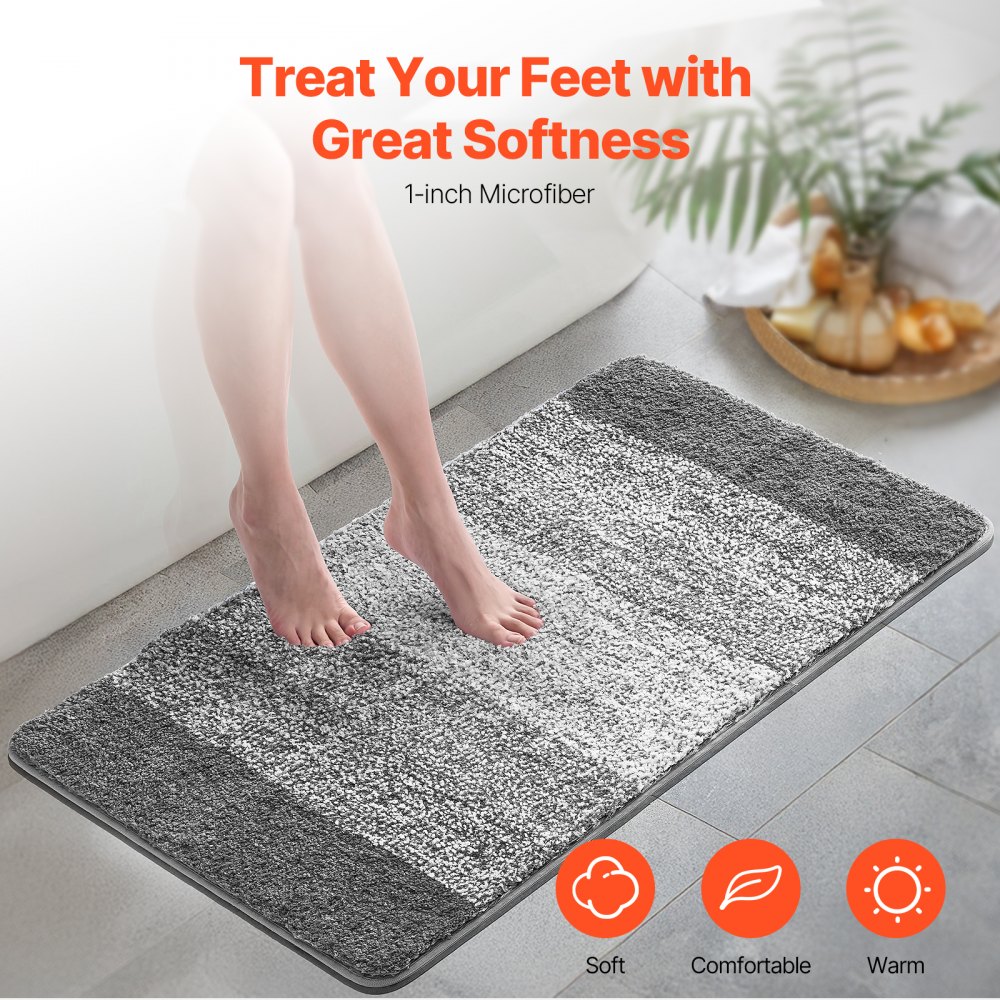 Alfombras de baño VEVOR de 91 x 61 cm, microfibra superabsorbente y suave con reverso de TPE antideslizante, lavables a máquina y de secado rápido, ideales para bañeras, duchas y suelos de baño.