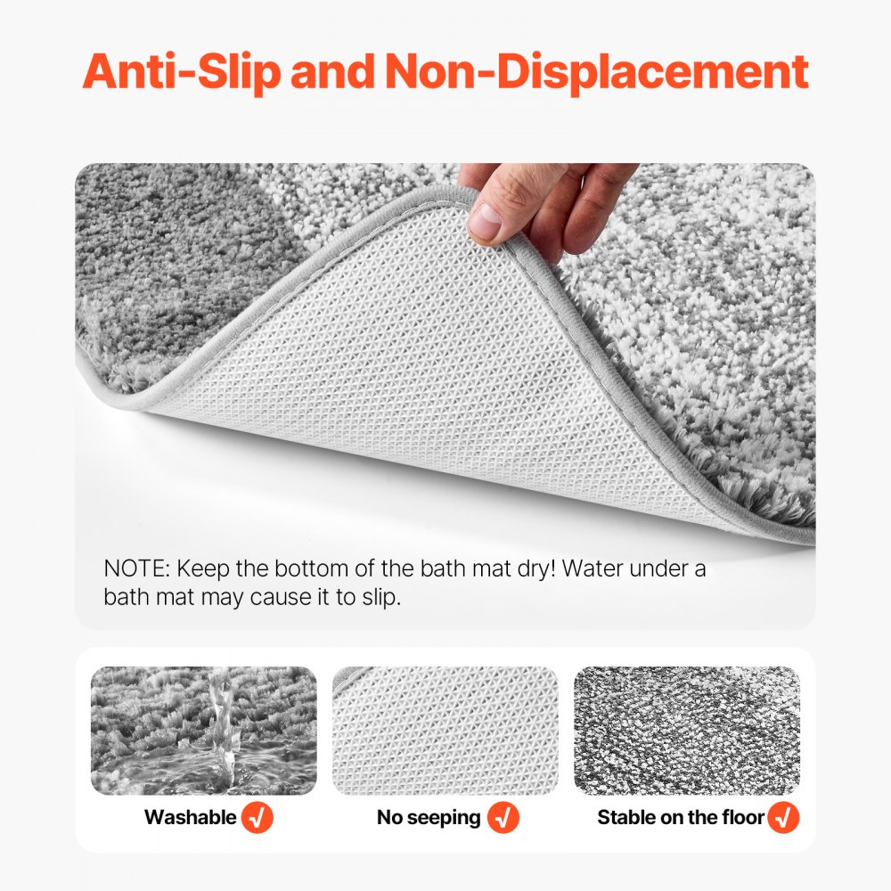 Alfombras de baño VEVOR de 91 x 61 cm, microfibra superabsorbente y suave con reverso de TPE antideslizante, lavables a máquina y de secado rápido, ideales para bañeras, duchas y suelos de baño.