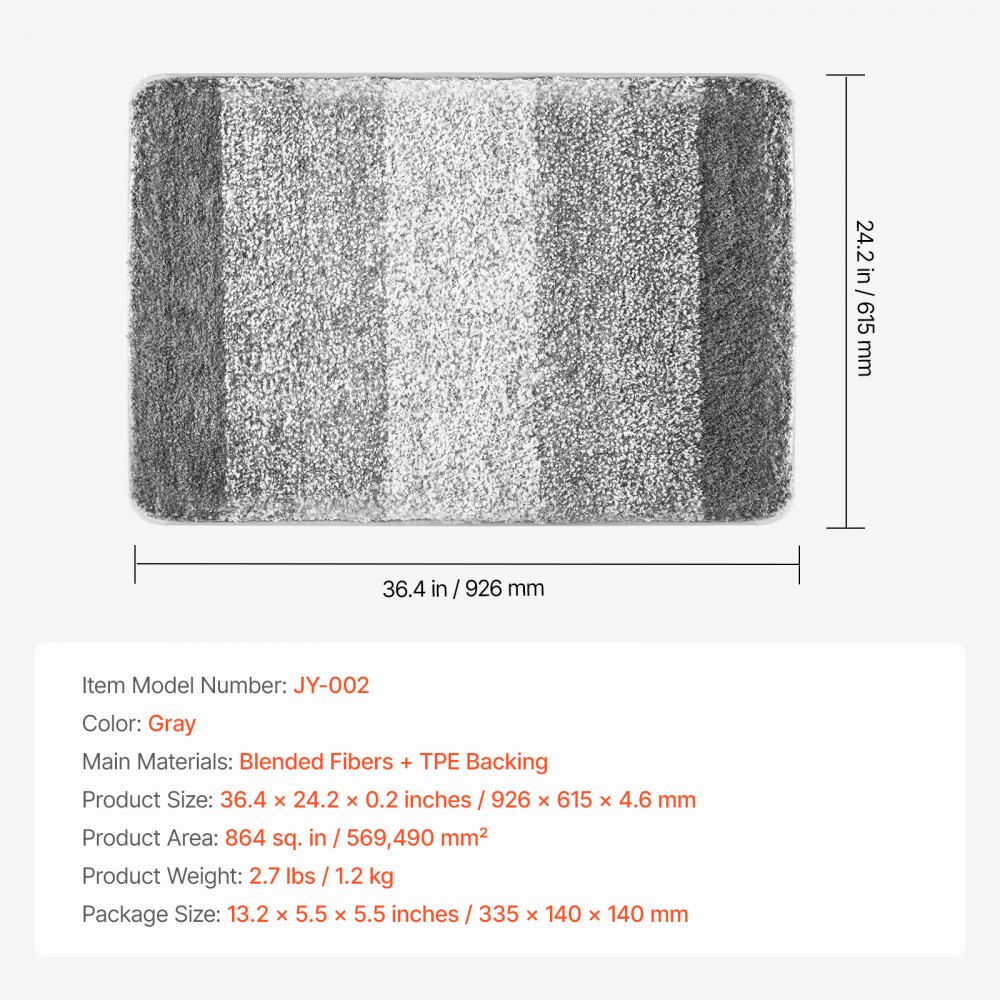Alfombras de baño VEVOR de 91 x 61 cm, microfibra superabsorbente y suave con reverso de TPE antideslizante, lavables a máquina y de secado rápido, ideales para bañeras, duchas y suelos de baño.