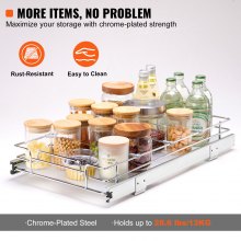 VEVOR 11"W x 21"D Pull Out Cabinet Organizer, Heavy Duty Slide Out Pantry Shelves, Chrome-Plated Steel Roll Out Drawers, Sliding Drawer Storage for Home, Inside Kitchen Cabinet, Bathroom, Under Sink
