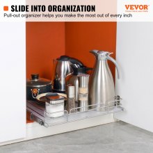 VEVOR 18.5"Wx21"Dx3.5"H Pull Out Cabinet Organizer, Heavy Duty Slide Out Pantry Shelves, Chrome-Plated Steel Roll Out Drawers, Sliding Drawer Storage for Home, Inside Kitchen Cabinet, Bathroom, Under Sink, 20"Wx22"Dx7"H Install Size for Cabinet
