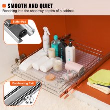 VEVOR 18.5"Wx21"Dx3.5"H Pull Out Cabinet Organizer, Heavy Duty Slide Out Pantry Shelves, Chrome-Plated Steel Roll Out Drawers, Sliding Drawer Storage for Home, Inside Kitchen Cabinet, Bathroom, Under Sink, 20"Wx22"Dx7"H Install Size for Cabinet