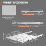 VEVOR pull out cabinet organizer dimensions and product specifications, including full-extension depth.
