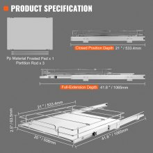 VEVOR 21.5"Wx21"Dx3.5"H Pull Out Cabinet Organizer, Heavy Duty Slide Out Pantry Shelves, Chrome-Plated Steel Roll Out Drawers, Sliding Drawer Storage for Home, Inside Kitchen Cabinet, Bathroom, Under Sink, 23"Wx22"Dx7"H Install Size for Cabinet