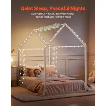 VEVOR Twin Size House Bed Frame Metal Kids Floor Bed Frame with Roof White