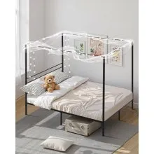 VEVOR Full Size Canopy Bed Frame Metal Canopy Bed with Four Posters Black