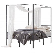 VEVOR Full Size Canopy Bed Frame Metal Canopy Bed with Four Posters Black