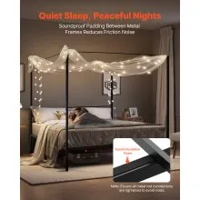 VEVOR King Size Canopy Bed Frame Metal Canopy Bed with Four Posters Black