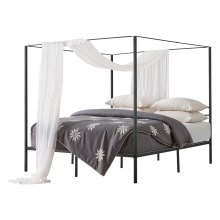 VEVOR King Size Canopy Bed Frame Metal Canopy Bed with Four Posters Black