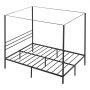 VEVOR Cadru pat cu baldachin Queen Size, pat cu baldachin metalic cu design cu patru baldachini, suport pentru lamele din oțel rezistente, spațiu de depozitare sub pat, nu necesită somieră, asamblare ușoară, negru