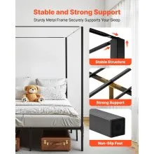 VEVOR Queen Size Canopy Bed Frame Metal Canopy Bed with Four Posters Black