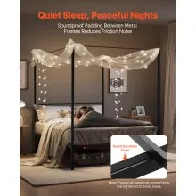 VEVOR Queen Size Canopy Bed Frame Metal Canopy Bed with Four Posters Black