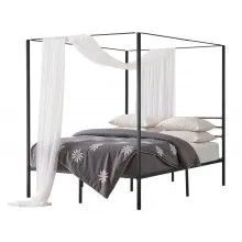 VEVOR Queen Size Canopy Bed Frame Metal Canopy Bed with Four Posters Black