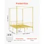 VEVOR Full Size Canopy Bed Frame, Metal Canopy Bed with Minimalist Headboard & Four Posters Design, Heavy Duty Steel Slats Support, Underbed Storage Space, No Box Spring Needed, Easy Assembly, Gold