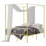 VEVOR Full Size Canopy Bed Frame, Metal Canopy Bed with Minimalist Headboard & Four Posters Design, Heavy Duty Steel Slats Support, Underbed Storage Space, No Box Spring Needed, Easy Assembly, Gold
