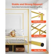 VEVOR Full Size Canopy Bed Frame Metal Canopy Bed with Headboard & Four Posters