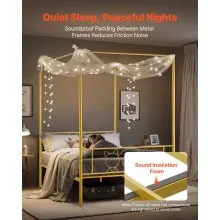 VEVOR Full Size Canopy Bed Frame Metal Canopy Bed with Headboard & Four Posters