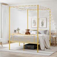 VEVOR Full Size Canopy Bed Frame Metal Canopy Bed with Headboard & Four Posters